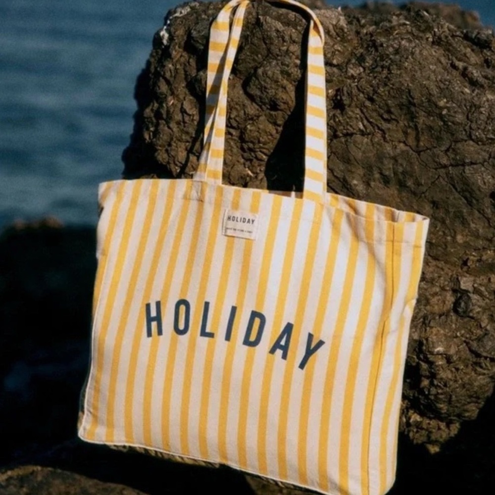 Sezane Holiday striped tote bag